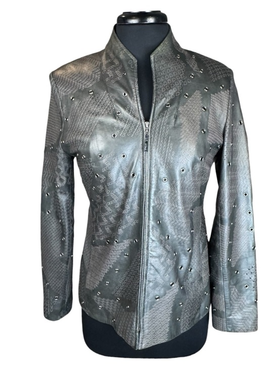 St. John Jackets & Blazers - St. John Sport Black Structured Leather Studded Grommet Jacket Size S